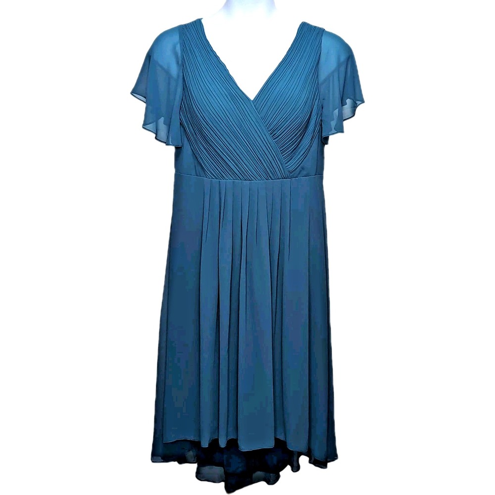 NEW Special Occasion Midi Dress Womens Size 16 Teal Hi-Low Hem Ever Pretty NWT